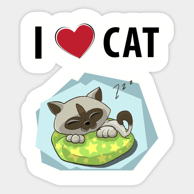 I Love Cat Sticker by teegear